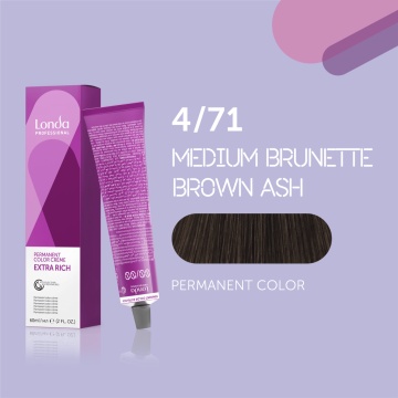 Vopsea de par permanenta Londa Professional Extra Rich, 4/71, 60 ml