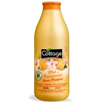 Gel de dus si lapte de baie cu aroma de miere si frangipani Cottage, 750 ml [9213]