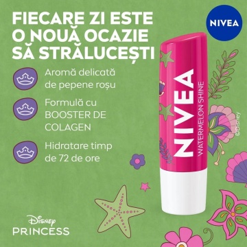 NIVEA Balsam de buze Ariel Watermelon Shine - Ediție Limitată Disney 4.8G [4356] - Img 2