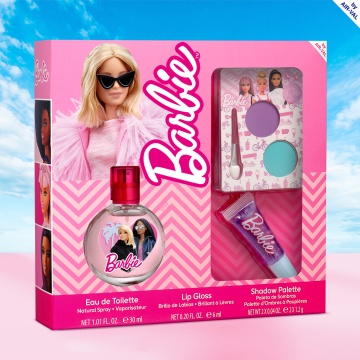 Set cadou Air-Val Barbie cu luciu de buze, fard de ochi pentru copii si apa de toaleta 30 ml [4243] - Img 2