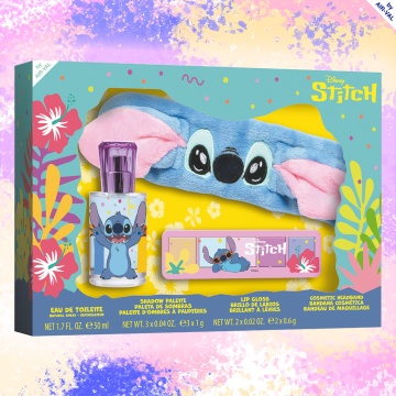 Set cadou Stitch cu apă de toaletă de 50 ml, bandană, make up buze si pleoape Air-Val [5783] - Img 2