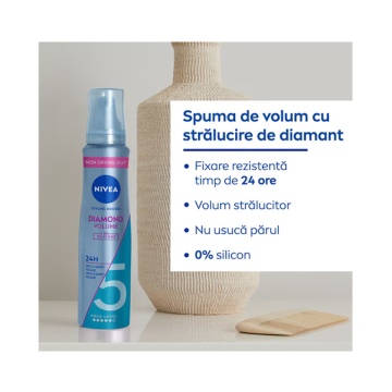 Spuma pentru coafat Diamond Volume Care, 150 ml, Nivea 2458/0946/2458 - Img 3