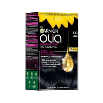 Vopsea de par permanenta fara amoniac Garnier Olia Full Kit 1,10 Negru Safir