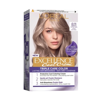 Vopsea permanenta de par cu amoniac L'Oreal Paris Excellence Creme Ash 8,11 Light Blonde
