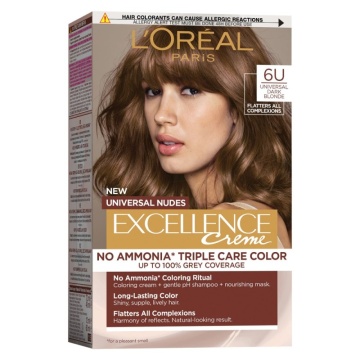 Vopsea permanenta de par cu amoniac L'Oreal Paris Excellence Creme Nud 6U Blond Inchis Universal