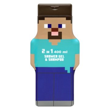 Gel de dus si sampon 2 in 1 Air-Val Minecraft Steve 2D Figurina, 400 ml [4595]