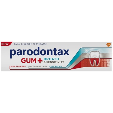 Pasta de dinti Parodontax Gum Breath si Sensitivty Whitening, 75 ml [0496]