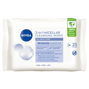 Servetele demachiante Micellar pentru ten normal, 25 bucati, Nivea 7023/5776 - Img 2