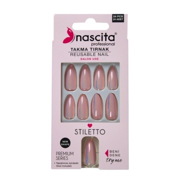 Unghii false Stiletto Warm Pearl Nascita, x24 [9362]