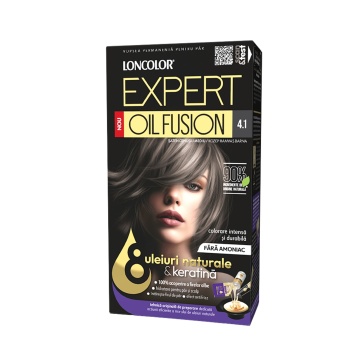 Vopsea de par duo Loncolor Expert Oil Fusion 4,1 Saten cenusiu mediu