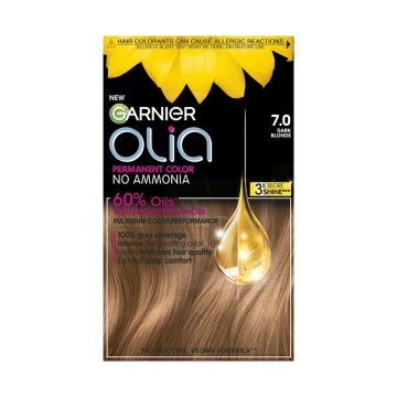 Vopsea de par permanenta fara amoniac Garnier Olia Full Kit 7,0 Blond Inchis