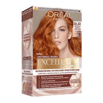 Vopsea permanenta de par cu amoniac L'Oreal Paris Excellence Creme Nud 8Ur Cupru Deschis Universal