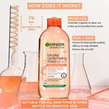 Apa micelara cu efect depeeling usor Garnier Gentle Peeling, 400 ml [6851]