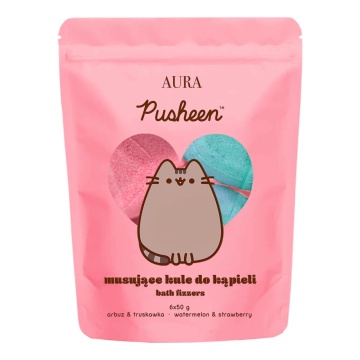 Bombe de baie copii cu pepene si capsuni Aura Pusheen, 6 buc x 50g [6912]