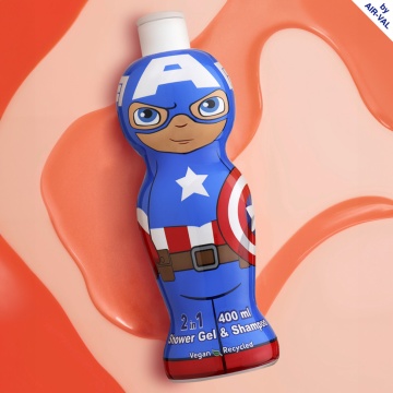 Gel de dus si sampon 2 in 1 Air-Val Captain America 1D Figurina, 400 ml [0535] - Img 2