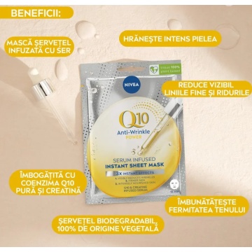 Mască șervețel anti-rid Q10 POWER infuzată cu ser, Nivea 8733 - Img 2
