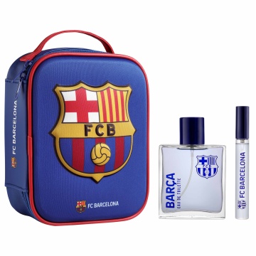 Set cadou Air-Val Fc Barcelona cu apa de toaleta 100 ml, Parfum 10ml, Borseta 3D [6163]