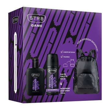 Set cadou STR8 Game cu apa de toaleta 100 ml, deodorant 150 ml si rucsac XS23 [1553]