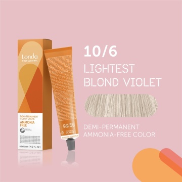 Vopsea de par demipermanenta fara amoniac Londa Professional, 10/6, 60 ml