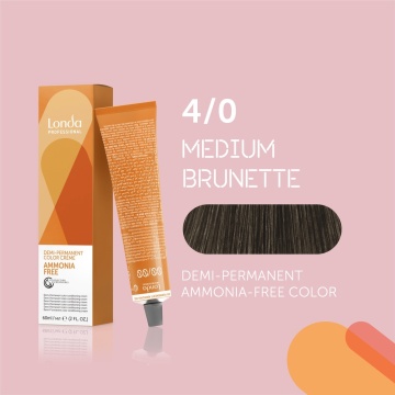 Vopsea de par demipermanenta fara amoniac Londa Professional, 4/0, 60 ml