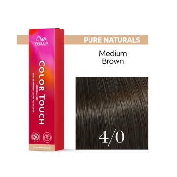 Vopsea de par demipermanenta Wella Professionals Color Touch, Pure Naturals, Medium Brown 4/0, 60 ml