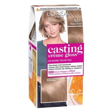 Vopsea de par semi-permanenta fara amoniac L'Oreal Paris Casting Creme Gloss 810 Blond Perlat