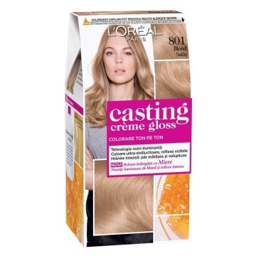 Vopsea de par semi-permanenta fara amoniac L'Oreal Paris Casting Creme Gloss 801 Blond Satin