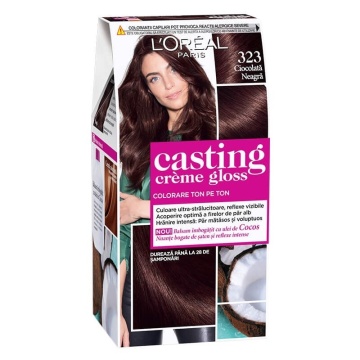 Vopsea de par semi-permanenta fara amoniac L'Oreal Paris Casting Creme Gloss 323 Ciocolata Neagra