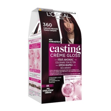 Vopsea de par semi-permanenta fara amoniac L'Oreal Paris Casting Creme Gloss 360 Cireasa Neagra