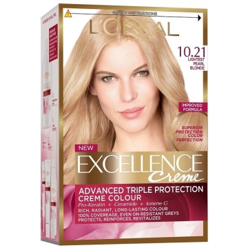 Vopsea permanenta de par cu amoniac L'Oreal Paris Excellence Creme 10,21 Blond Perlat foarte foarte Deschis
