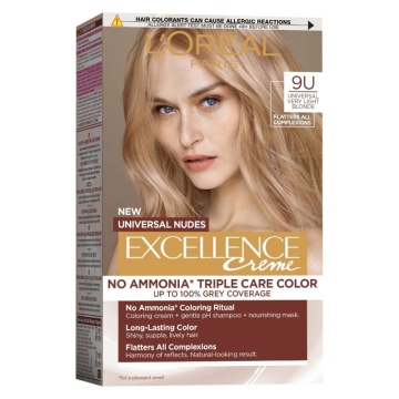 Vopsea permanenta de par cu amoniac L'Oreal Paris Excellence Creme Nud 9U Blond Foarte Deschis Universal