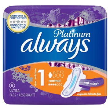 Absorbante Platinum Normal, Marimea 1, 8 bucati, Always [4875]