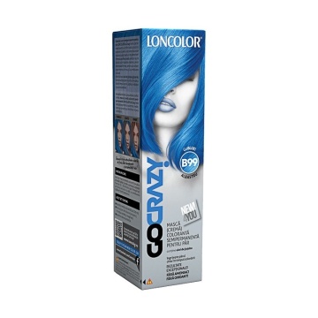 Crema de par coloranta semipermanenta fara amoniac Loncolor GoCrazy B99 Blue
