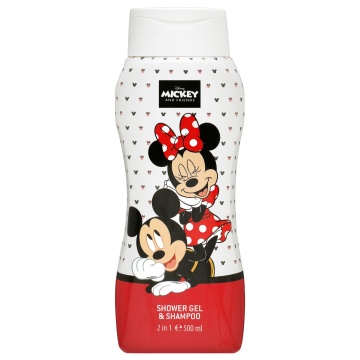 Gel de dus si sampon 2 in 1 Air-Val Mickey & Minnie pentru copii, 500 ml [4465]