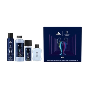 Set cadou Adidas UEFA Goal cu lotiune after shave 100 ml, deodorant natural spray 75 ml, deodorant 150 ml si gel de dus 250 ml XS25 [6197]