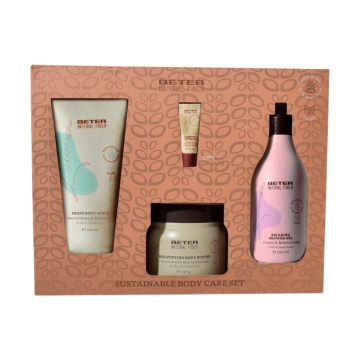 Set cadou cu gel de duș, gel exfoliant, unt de corp si balsam de buze Beter Body Care [0922]