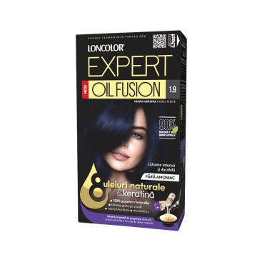Vopsea de par duo Loncolor Expert Oil Fusion 1,9 Negru albastrui