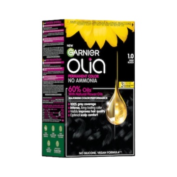 Vopsea de par permanenta fara amoniac Garnier Olia Full Kit 2P Negru Intens