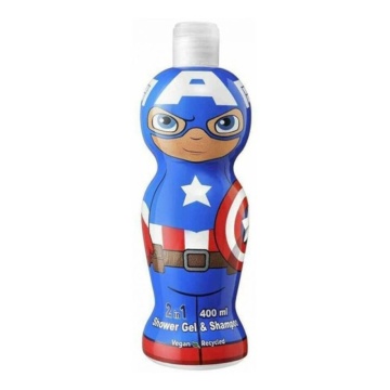 Gel de dus si sampon 2 in 1 Air-Val Captain America 1D Figurina, 400 ml [0535] - Img 3