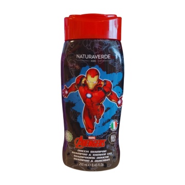 Gel de dus si sampon 2 in 1 Natura Verde Avengers Iron Man Ovaz pentru copii, 250 ml [4353]