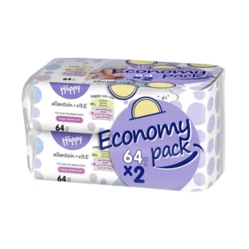 Servetele umede Happy cu vitamina E si Alantoina Duo, x64 [4964]