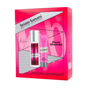 Set cadou Bruno Banani Pure pentru femei cu deodorant natural spray 75 ml si gel de dus 50 ml [0008]