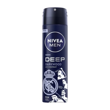 Spray Nivea Deep Darkwood Se Real Madrid pentru barbati, 150 ml [6700]