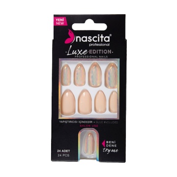 Unghii false Luxe Edition Almond Nude Nascita, 24 bucati [1402]