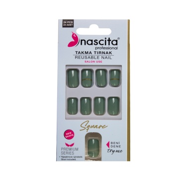 Unghii false Square Green si Design 162 Nascita, x24 [2769]