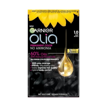 Vopsea de par permanenta fara amoniac Garnier Olia Full Kit 1,0 Negru Profund