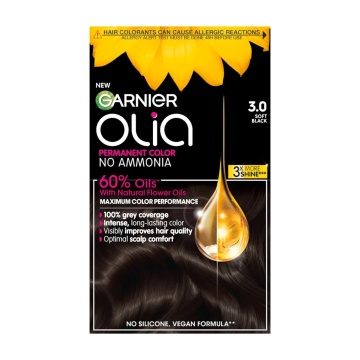 Vopsea de par permanenta fara amoniac Garnier Olia Full Kit 3,0 Saten Inchis