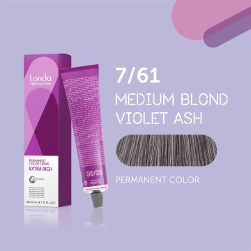 Vopsea de par permanenta Londa Professional Extra Rich, 7/61, 60 ml
