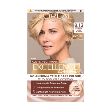 Vopsea permanenta de par cu amoniac L'Oreal Paris Excellence Creme Nudes Age Perfect 8,13 Blond Bej