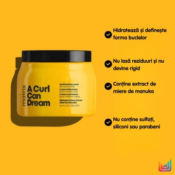 Cremă hidratantă leave in pentru păr creț Matrix A curl Can Dream, 500 ml [2657} - Img 2